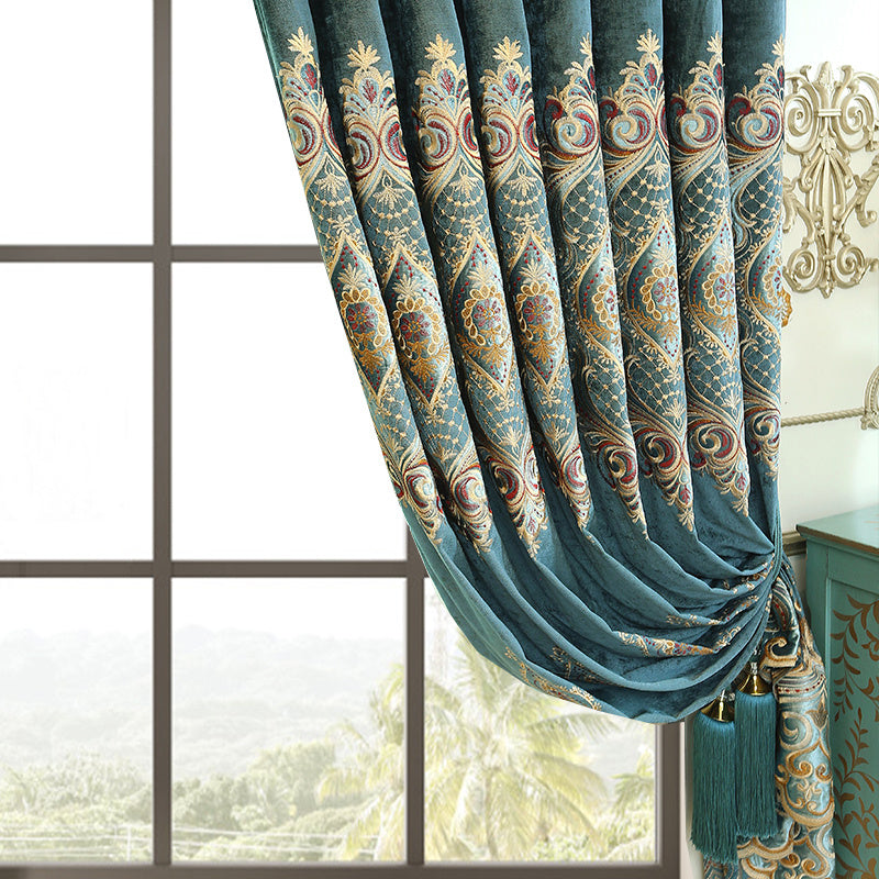 Luxury Embroidered Blackout Curtains – 2-Piece