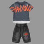 Big Boy's Short Sleeve Suit T-shirt Trendy