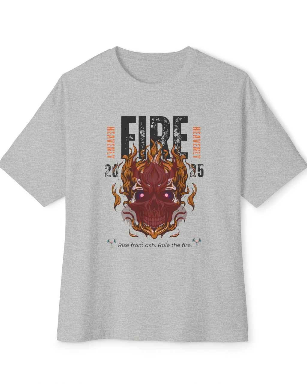 Fire Graphic Oversized Tee, Unisex Casual T-Shirt
