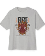 Fire Graphic Oversized Tee, Unisex Casual T-Shirt