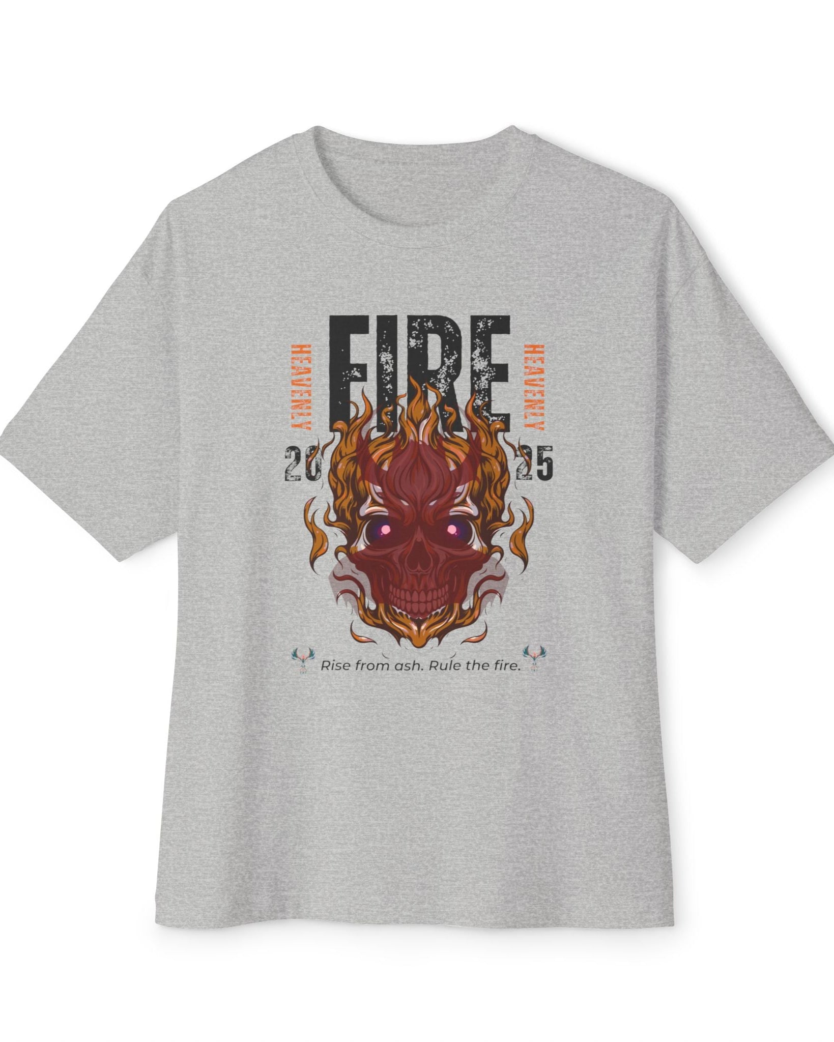 Fire Graphic Oversized Tee, Unisex Casual T-Shirt