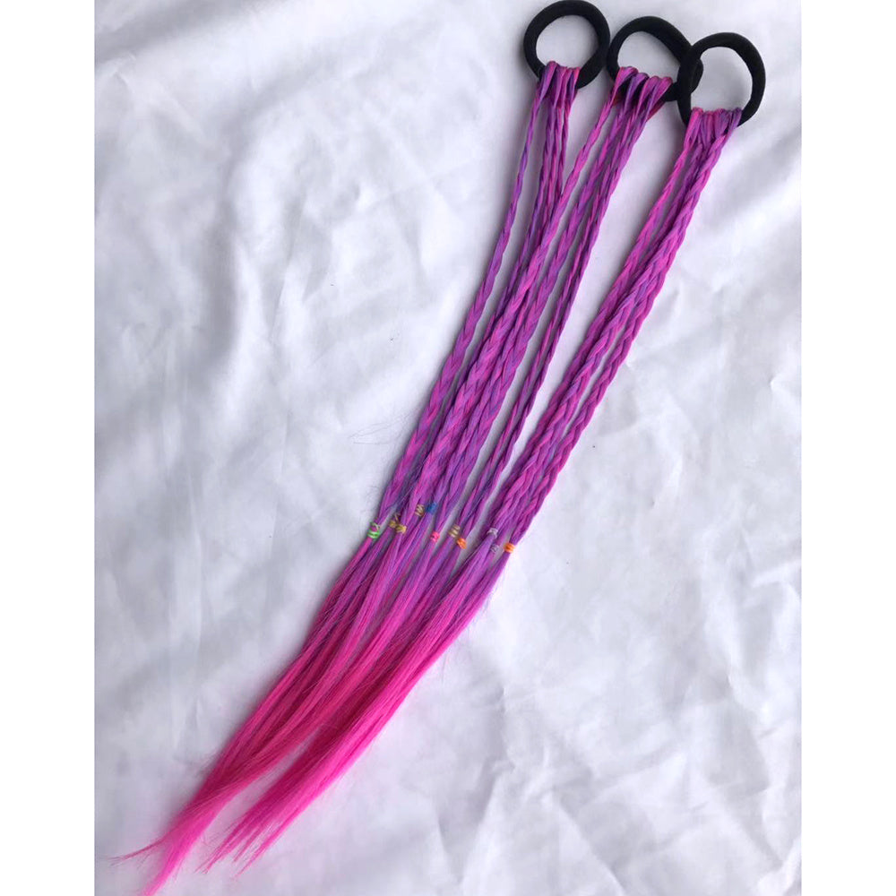 Colorful Braided Hair Extensions with Elastic Band
