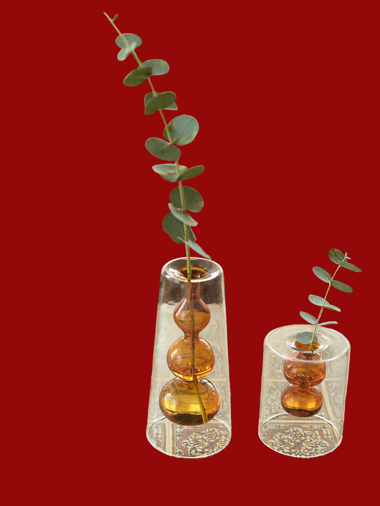 Retro Stained Glass Vase Gourd Hydroponic Flower Plant
