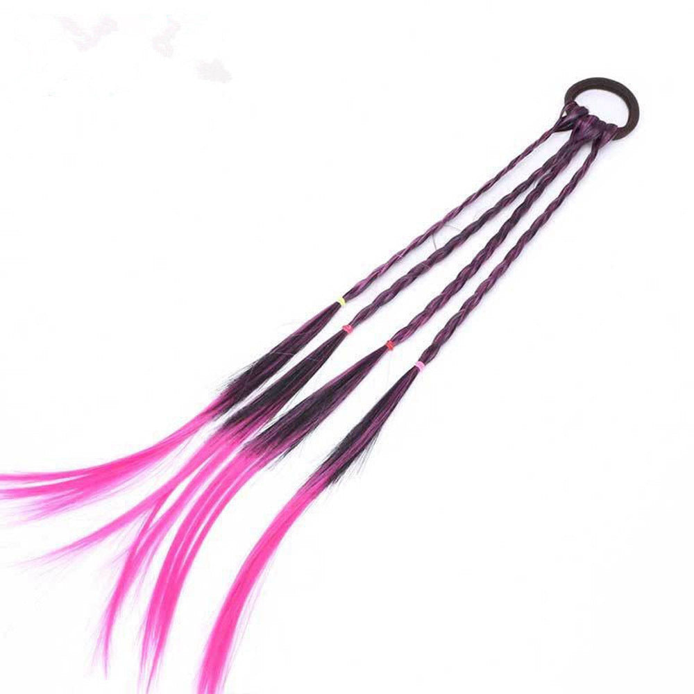 Colorful Braided Hair Extensions with Elastic Band