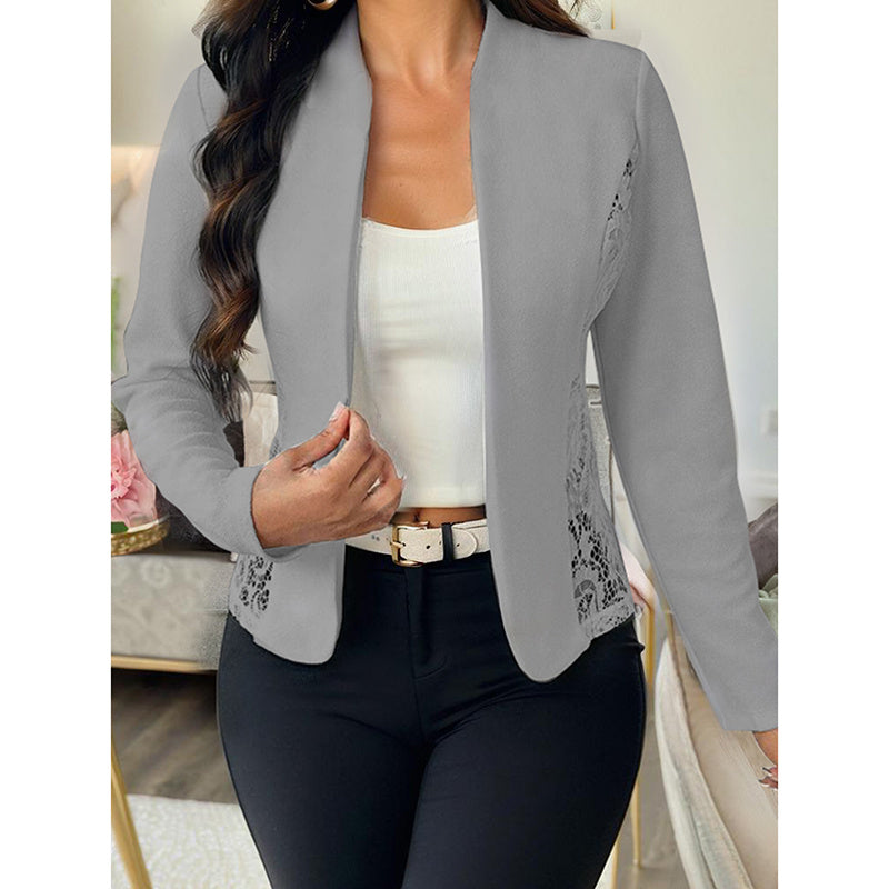 Elegant Lace Contrast Casual Jacket