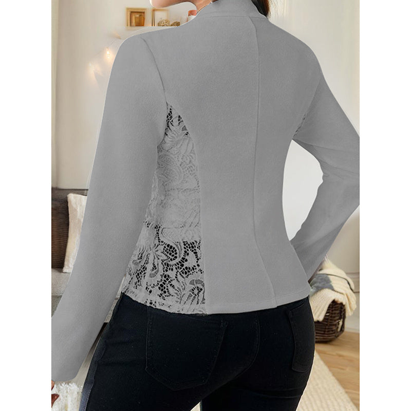 Elegant Lace Contrast Casual Jacket