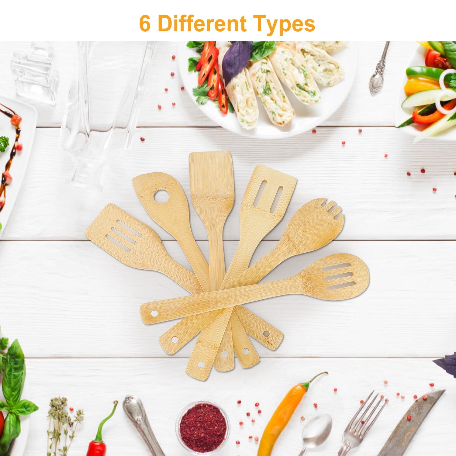 6Pcs Bamboo Wooden Cooking Utensil Set