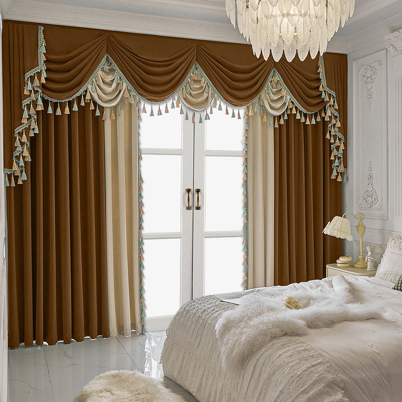 Luxury Velvet Splicing Curtains – Retro Villa Style
