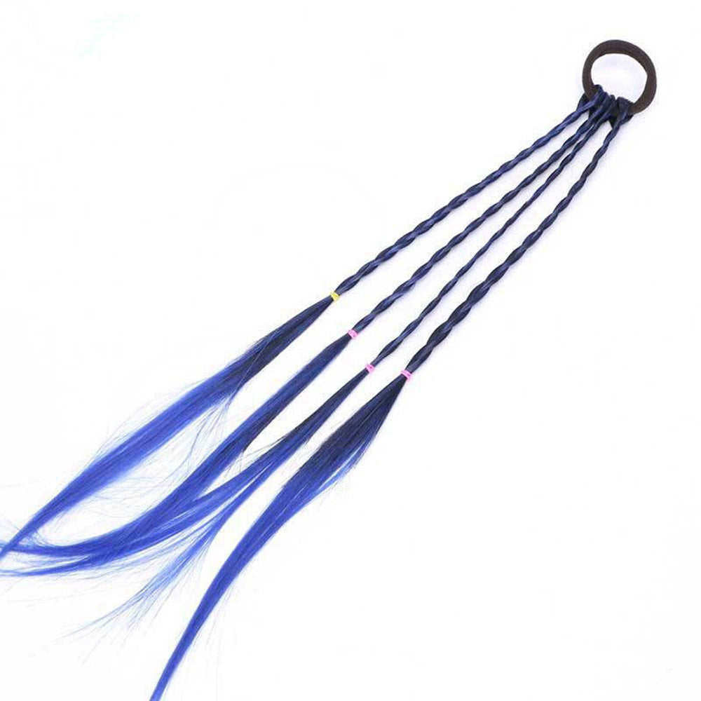 Colorful Braided Hair Extensions with Elastic Band