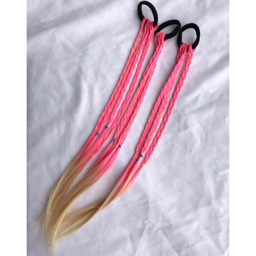Colorful Braided Hair Extensions with Elastic Band