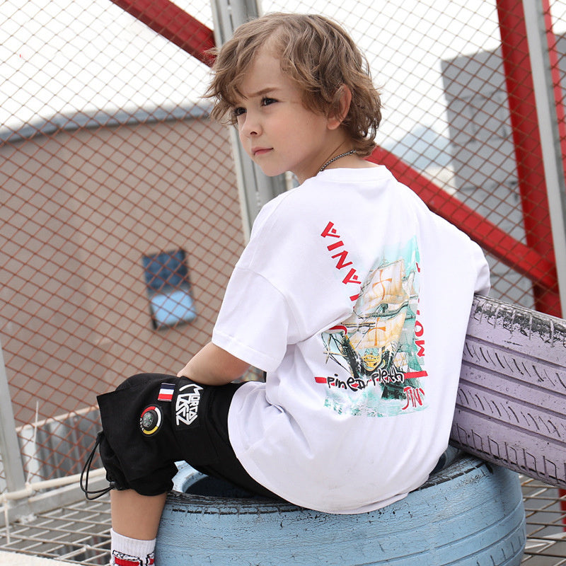 Children's sports printed T-shirt