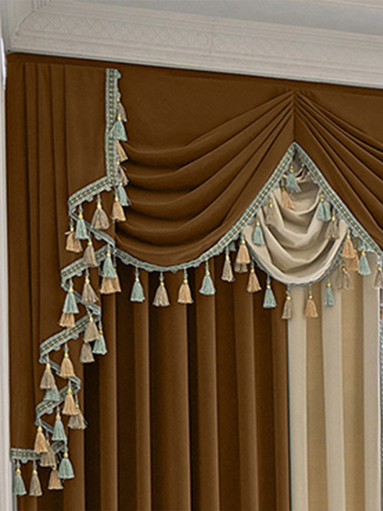 Luxury Velvet Splicing Curtains – Retro Villa Style