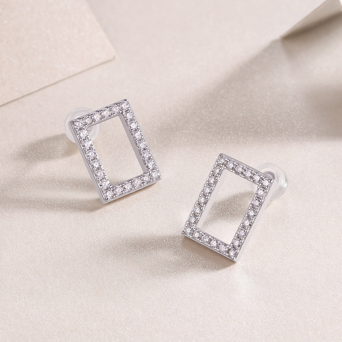 Moissanite Spark Stud Earrings – S925 Sterling Silver, Platinum-Plated