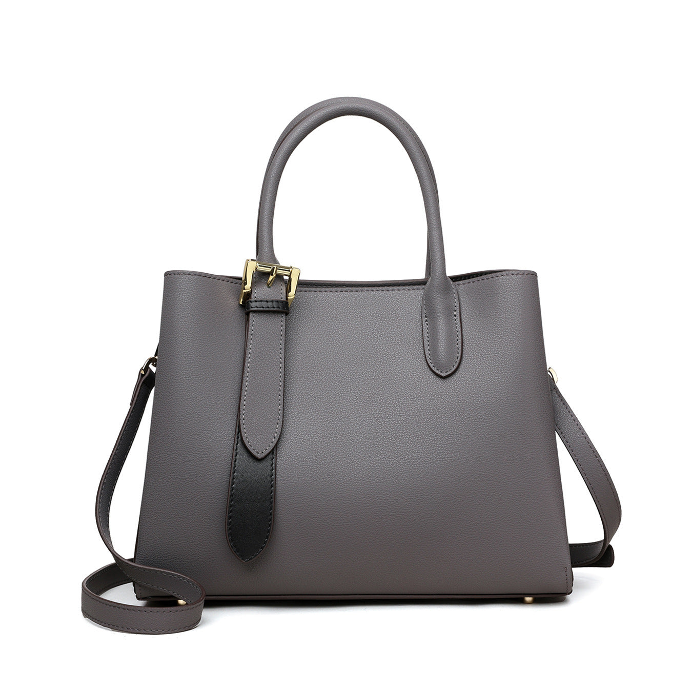 Niche Contrast-Color One-Shoulder Genuine Leather Bag