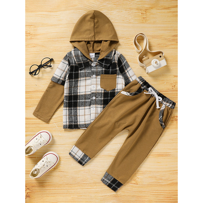 Toddler Boy Plaid Hoodie & Pants Set