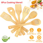 6Pcs Bamboo Wooden Cooking Utensil Set
