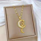 Moon Tassel Light Luxury Full Diamond Necklace