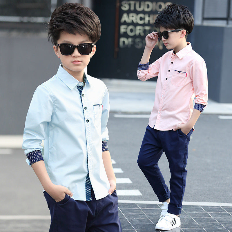 Trendy Kids Lapel Shirt with Polka Dots