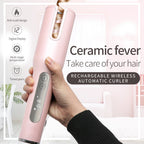 Wireless Automatic Hair Curler – USB Rechargeable, LCD Display, Ceramic Heating