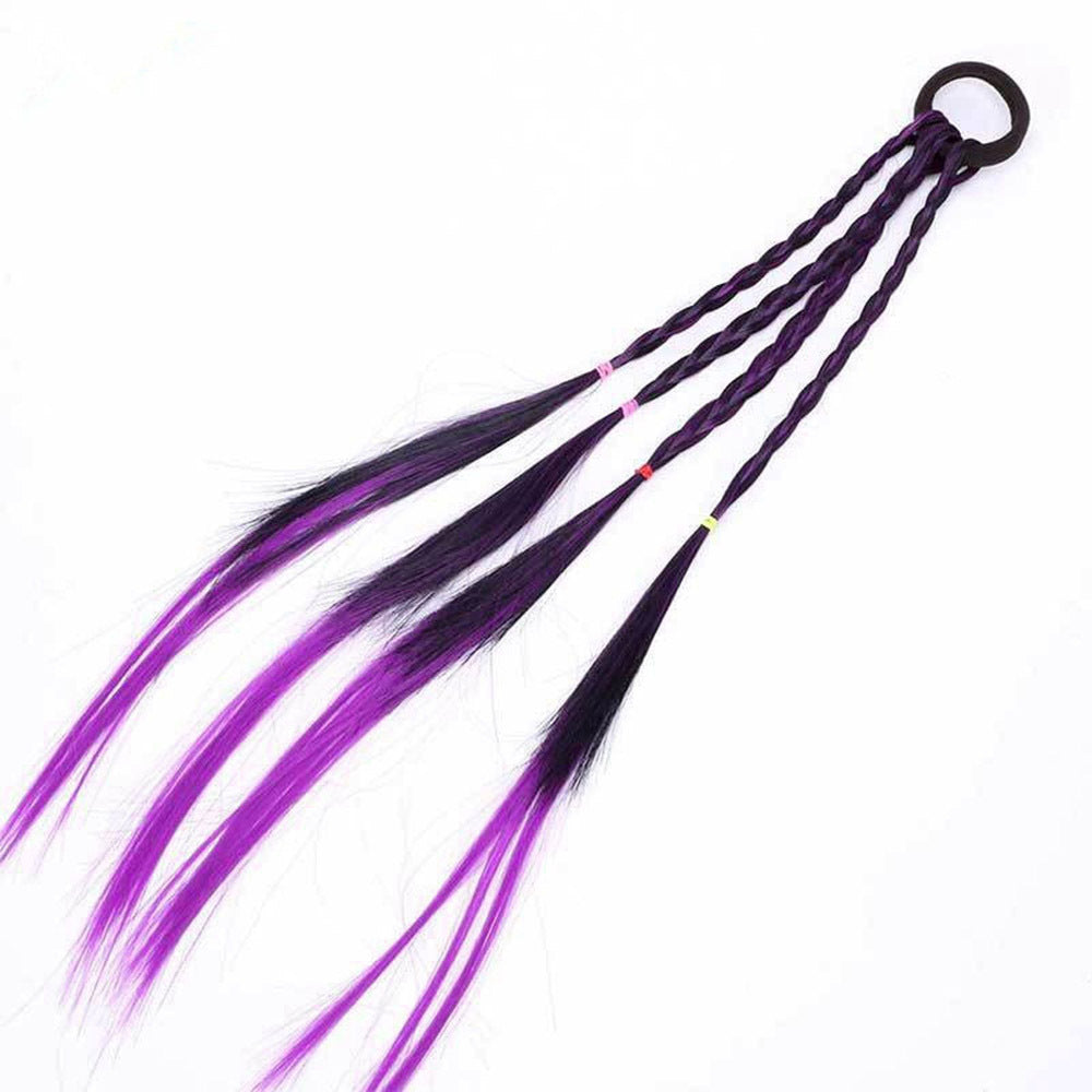 Colorful Braided Hair Extensions with Elastic Band