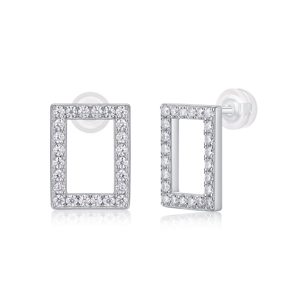 Moissanite Spark Stud Earrings – S925 Sterling Silver, Platinum-Plated