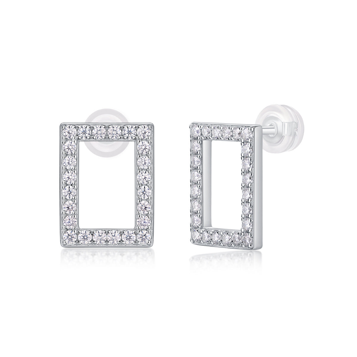 Moissanite Spark Stud Earrings – S925 Sterling Silver, Platinum-Plated
