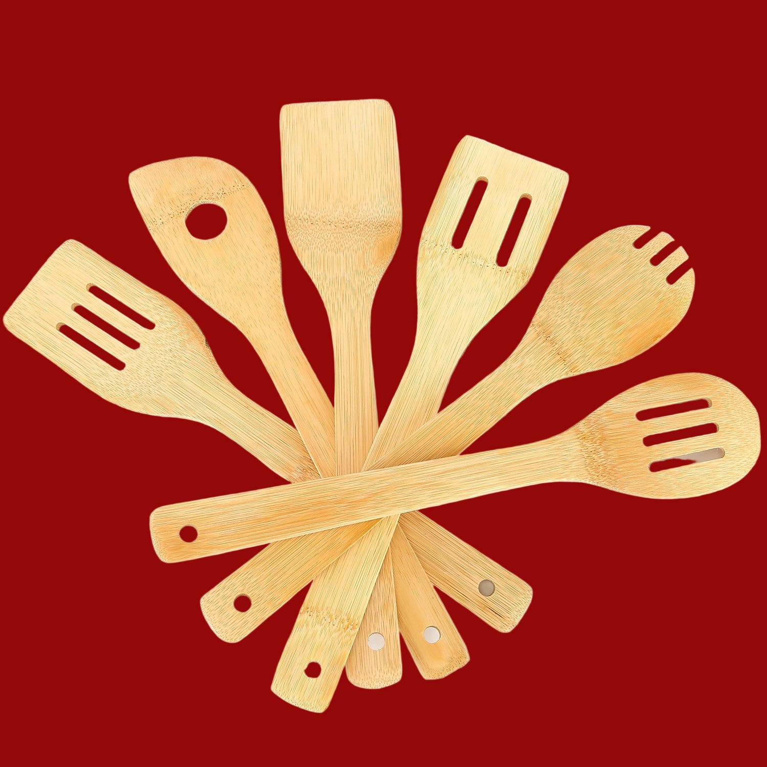 6Pcs Bamboo Wooden Cooking Utensil Set