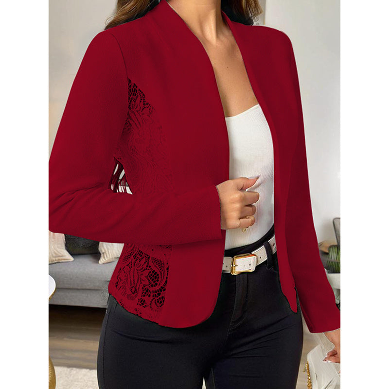 Elegant Lace Contrast Casual Jacket