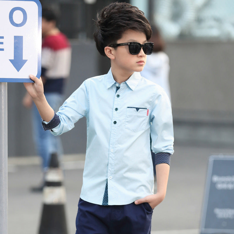 Trendy Kids Lapel Shirt with Polka Dots