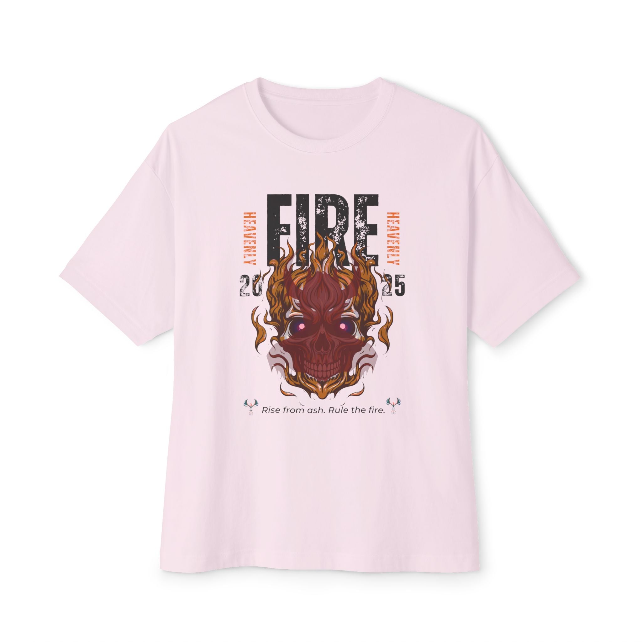 Fire Graphic Oversized Tee, Unisex Casual T-Shirt