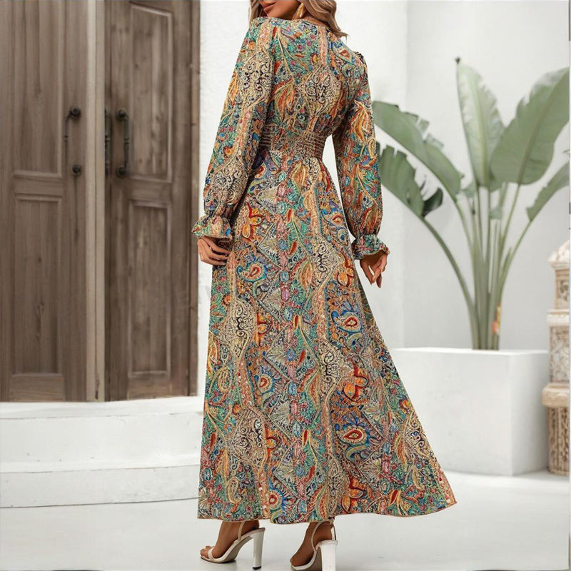 Women’s Retro Geometric Print Maxi