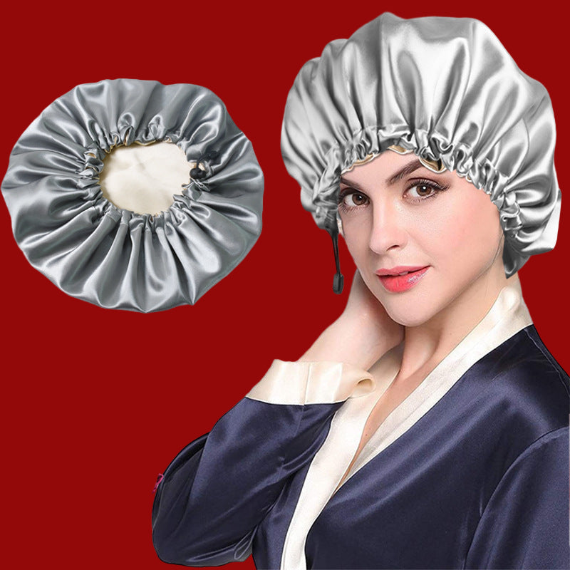 Shower Cap Soft Silk Dual-use Bath Cap Chemotherapy Cap