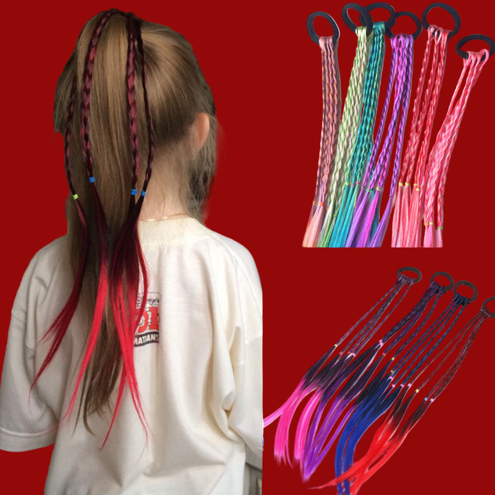 Colorful Braided Hair Extensions with Elastic Band