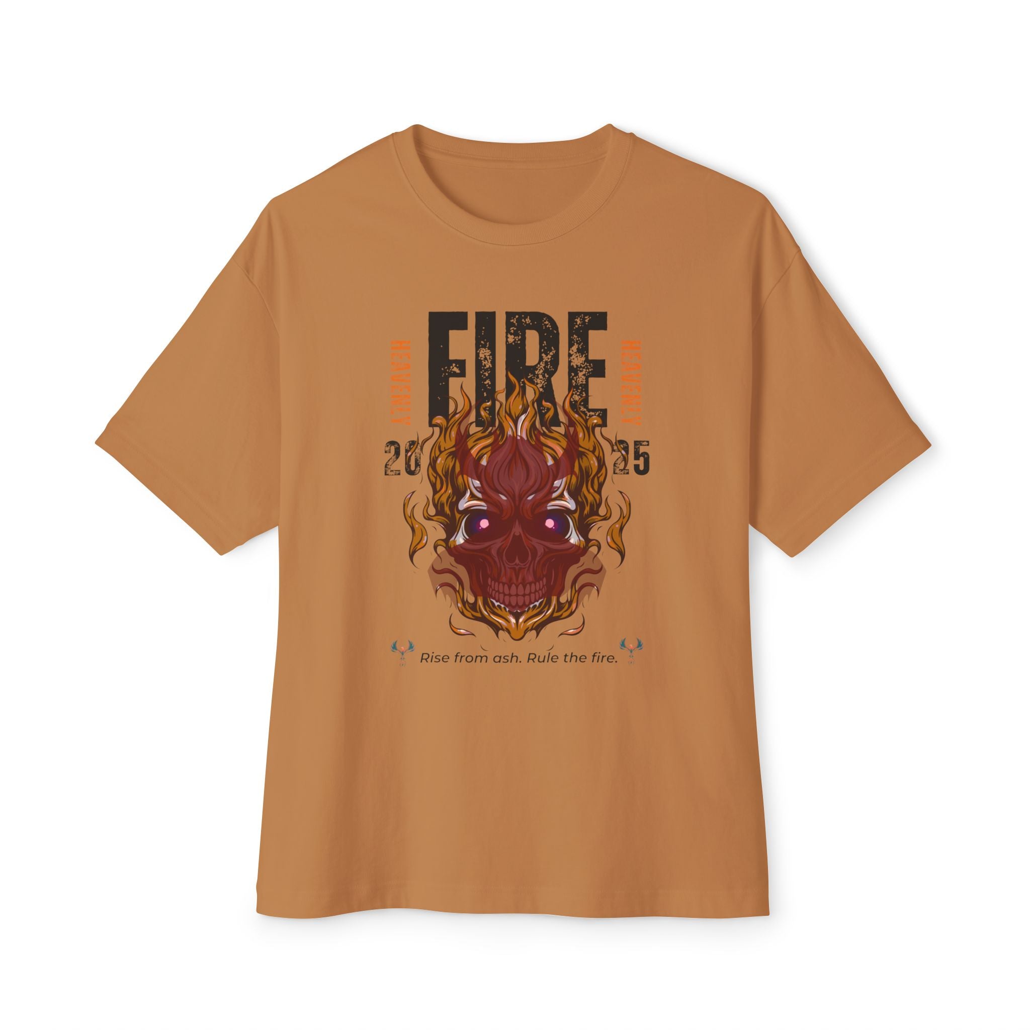 Fire Graphic Oversized Tee, Unisex Casual T-Shirt