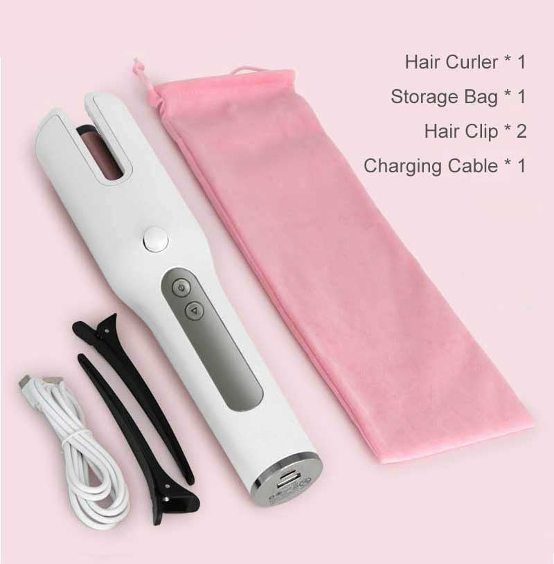 Wireless Automatic Hair Curler – USB Rechargeable, LCD Display, Ceramic Heating