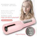 Wireless Automatic Hair Curler – USB Rechargeable, LCD Display, Ceramic Heating