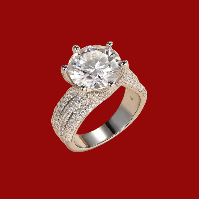 5ct Moissanite Engagement Ring – Sterling Silver, D Color VVS1
