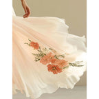 Floral V-Neck Pleated Chiffon Maxi Dress
