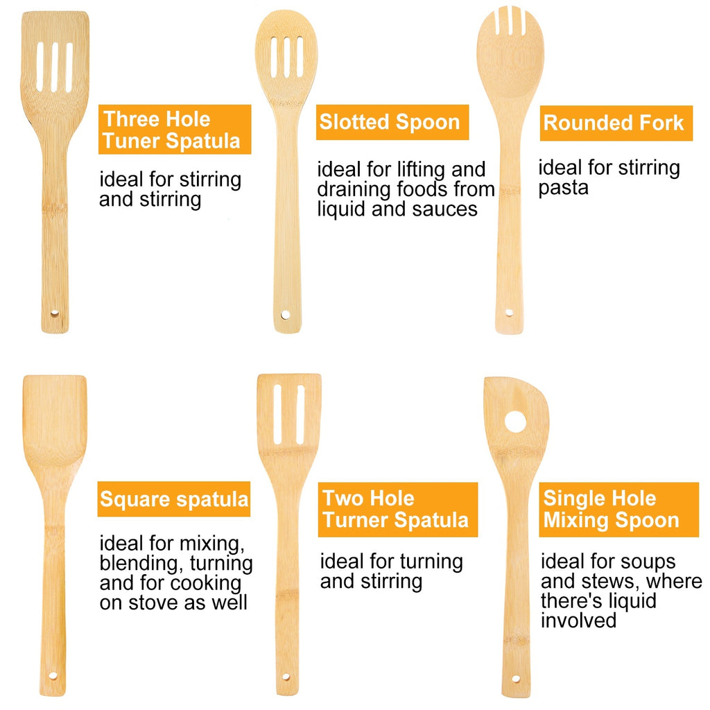 6Pcs Bamboo Wooden Cooking Utensil Set