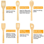 6Pcs Bamboo Wooden Cooking Utensil Set