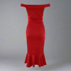 Ruffled High-Slit Off-Shoulder Party Dress