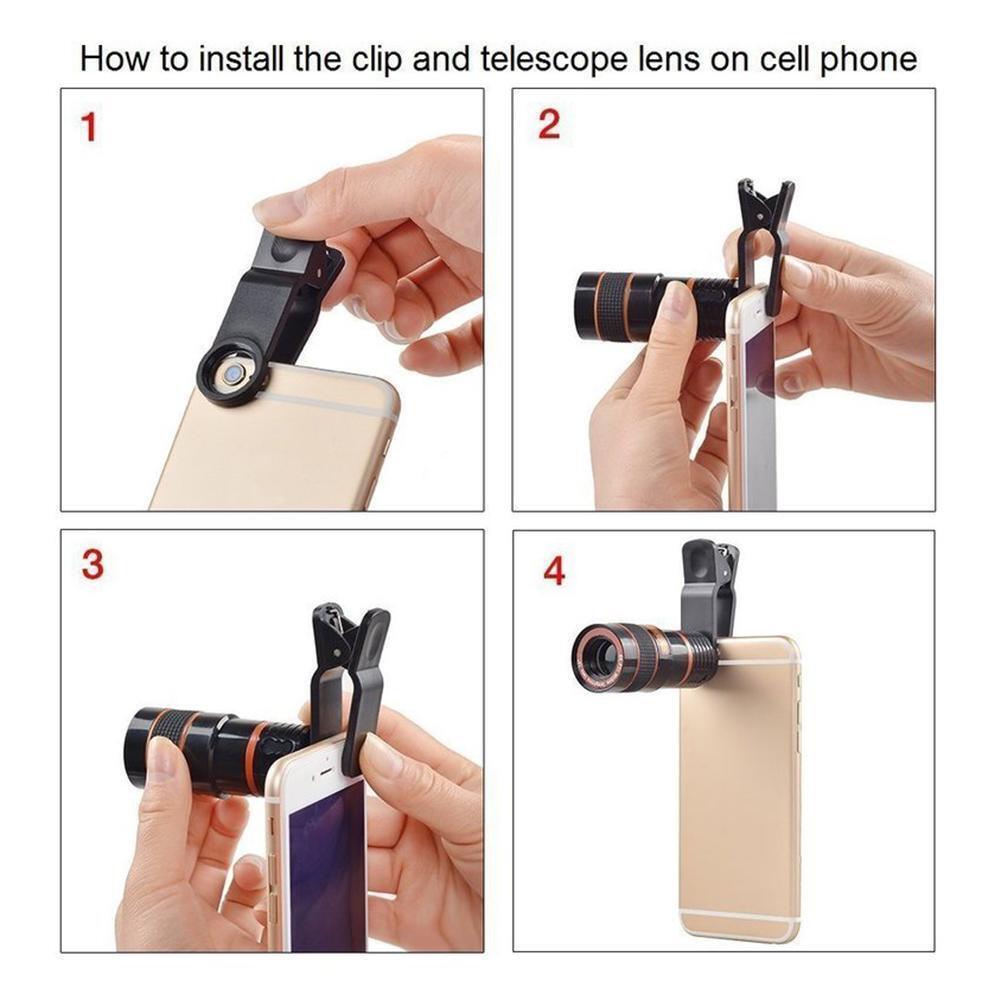HD 8X Clip-On Zoom Lens for Mobile Phones