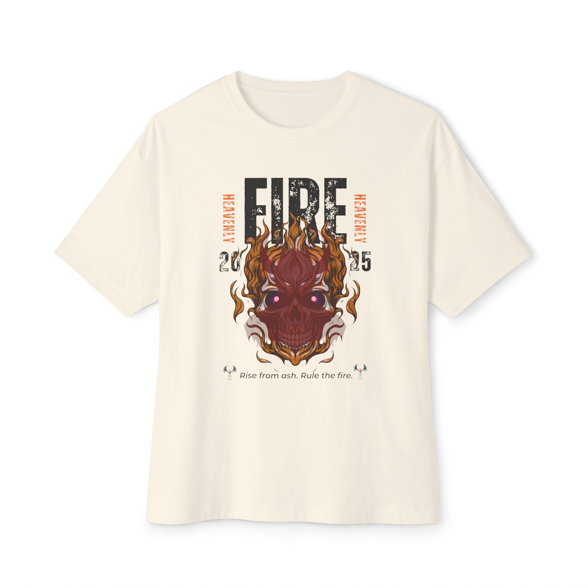 Fire Graphic Oversized Tee, Unisex Casual T-Shirt