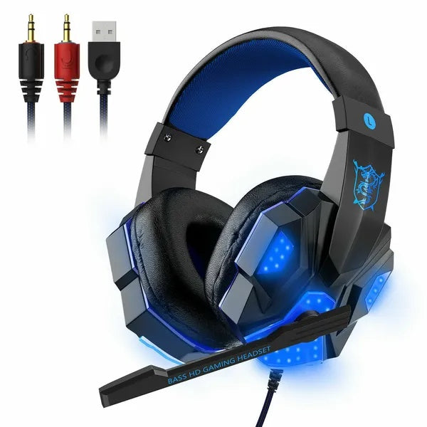 3.5mm LED Gaming Headset with Mic – Stereo Bass for PC/PS4/Xbox