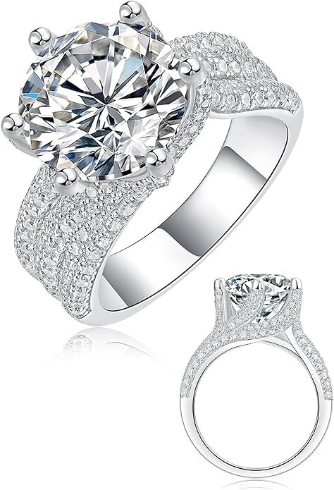 5ct Moissanite Engagement Ring – Sterling Silver, D Color VVS1