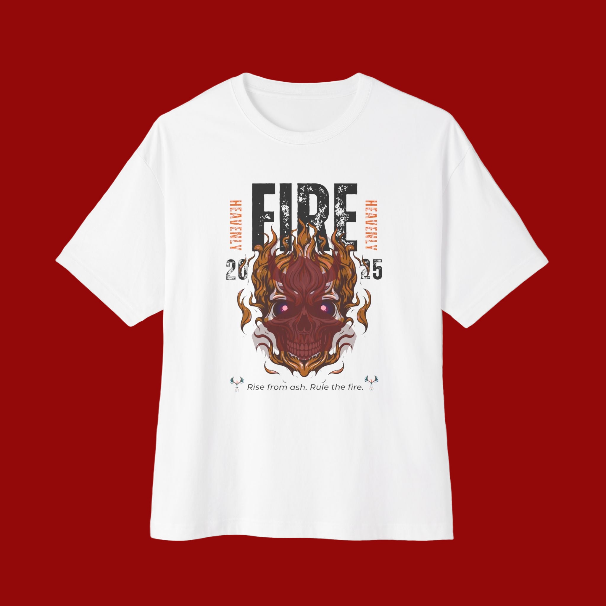 Fire Graphic Oversized Tee, Unisex Casual T-Shirt