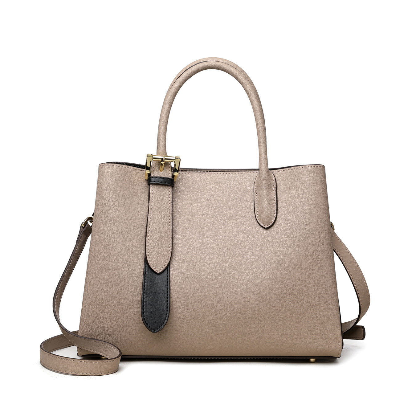 Niche Contrast-Color One-Shoulder Genuine Leather Bag