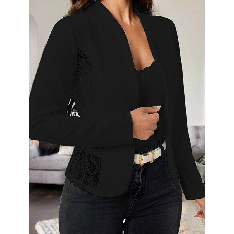 Elegant Lace Contrast Casual Jacket