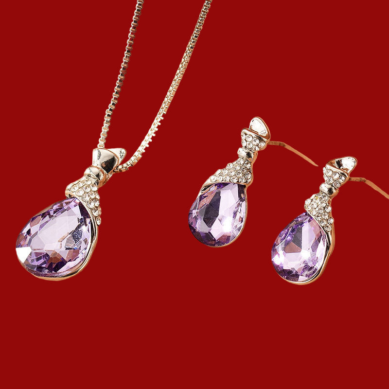 Bridal Jewelry Set – Peacock Gem Necklace & Earring