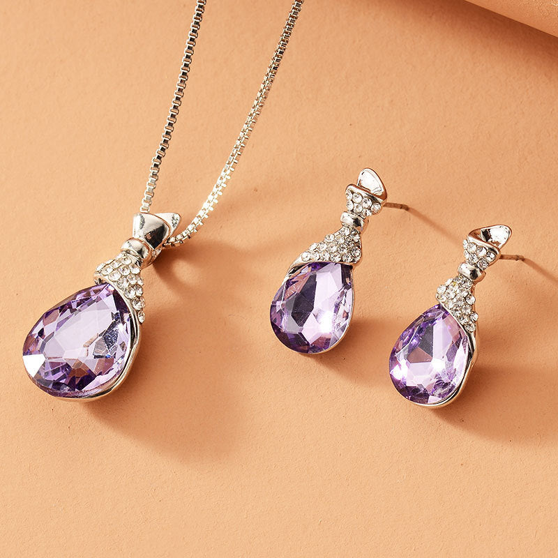 Bridal Jewelry Set – Peacock Gem Necklace & Earring